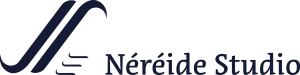 Logo horizontal de Néréide Studio avec symbole et texte