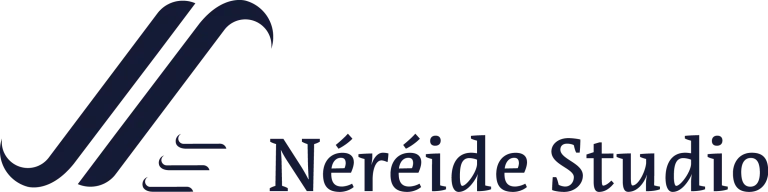 Logo horizontal de Néréide Studio avec symbole et texte